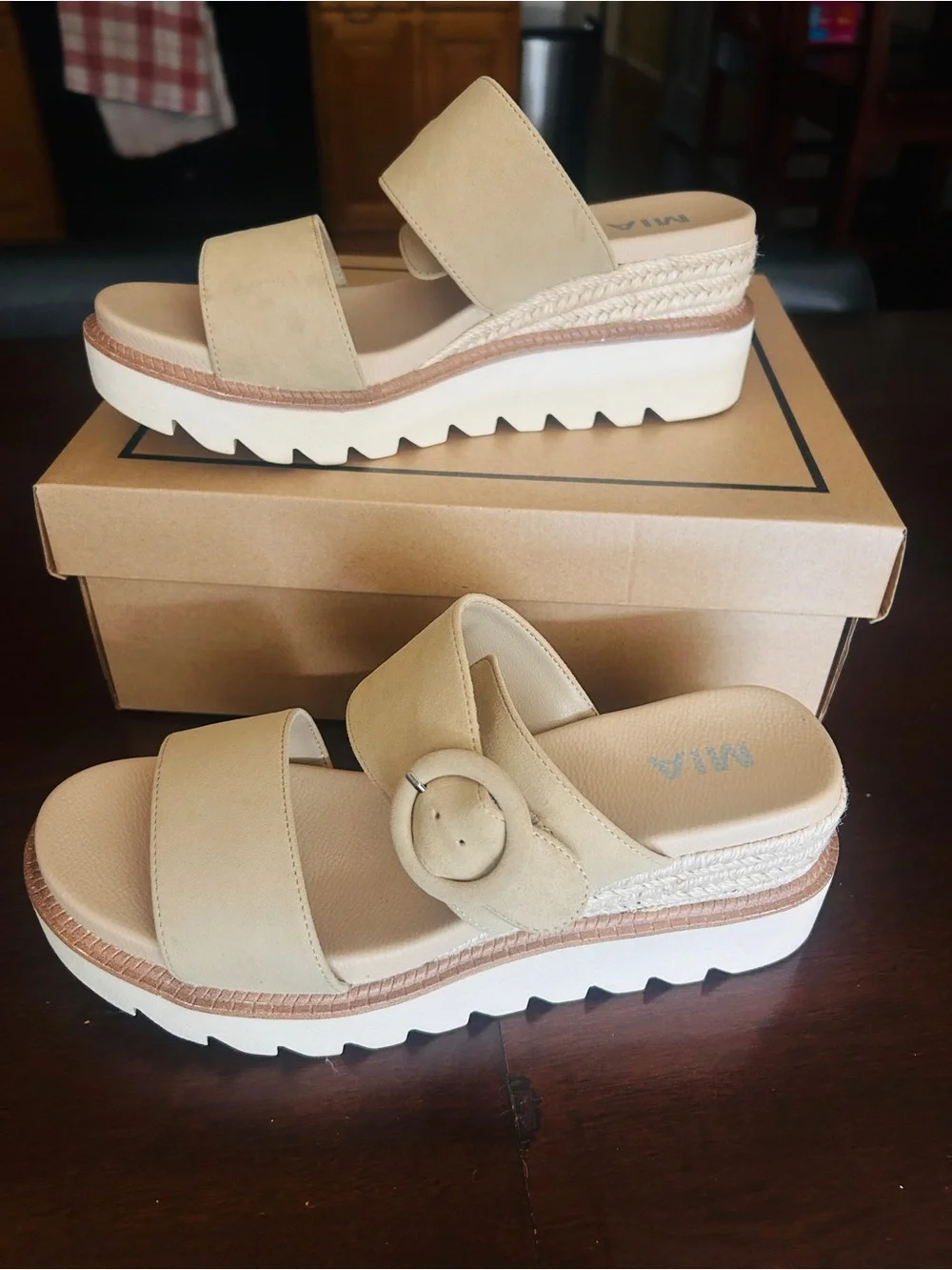 MIA Women's Beige Orla Espadrille  wedge sandal